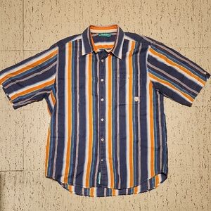 Rocawear Stripe Short Sleeve Button Down Casual Dress Shirt Vintage Y2K
